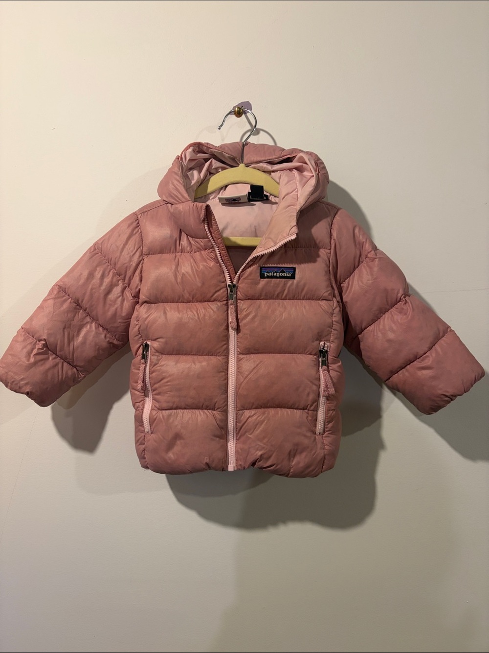 Patagonia Toddler Girls Rose Pink High Loft Down Puffer Jacket 12-18 Months